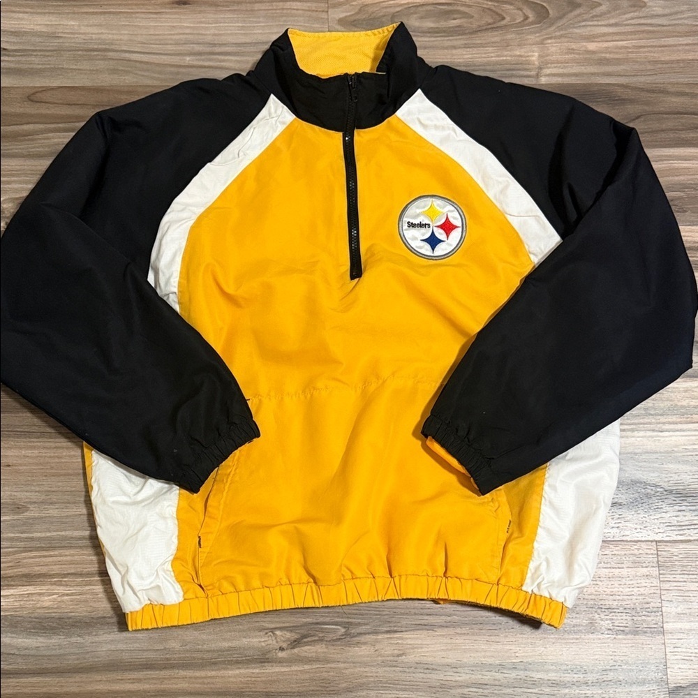 NFL Vintage Pittsburgh Steelers Windbreaker Jacket Men’s Sz. L Yellow Black